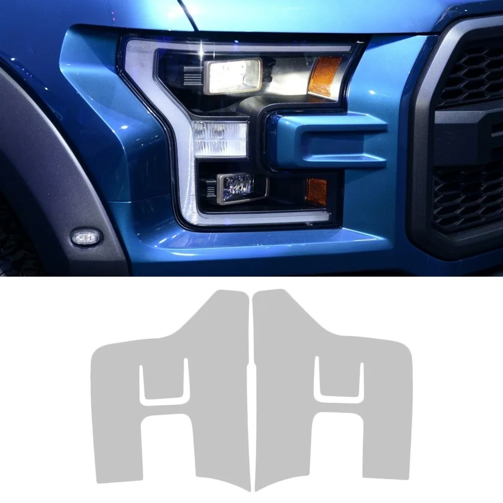 TPU Car Headlight Protective Film For Ford F150 2015-2017 PPF Transparent & Smoked black  Anti-Scratch Auto External Accessories