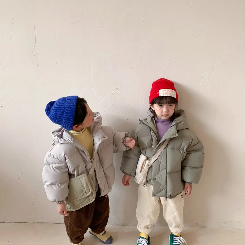 Children's White Duck Down Jacket 2022 Winter New Style Boys And Girls Korean Version Solid Color Down Jacket Baby Bread Jacket