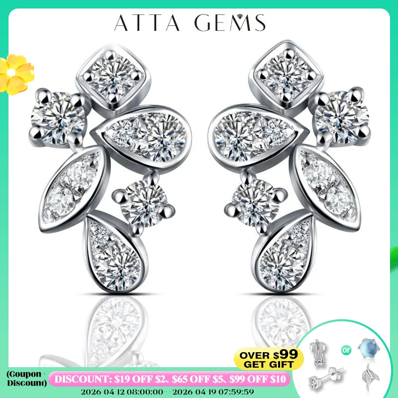 

Женские серьги-гвоздики из серебра 925 пробы с муассанитом