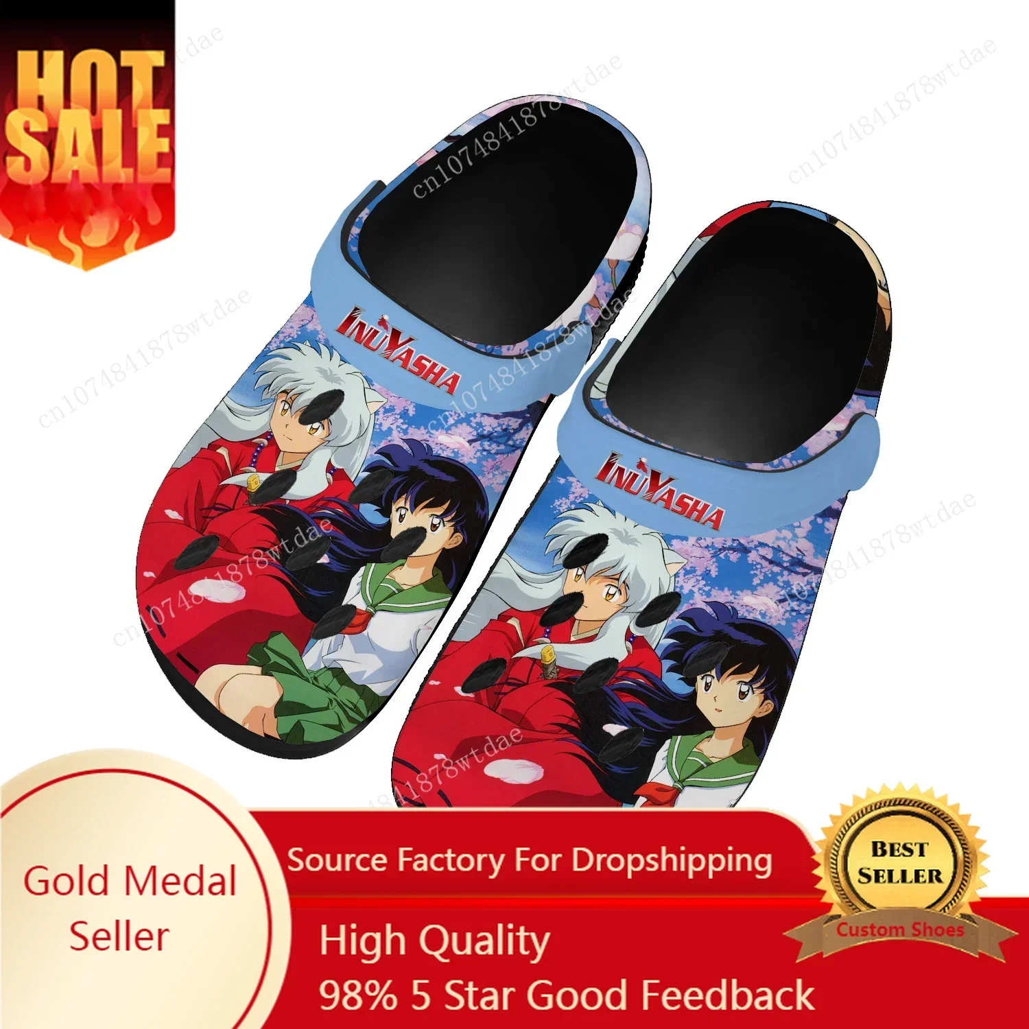 

Inuyasha Home Clogs Mens Womens Teenager Custom Made Water Shoe Kagome Higurashi Comics Manga Garden Beach Hole Slippers Sandals