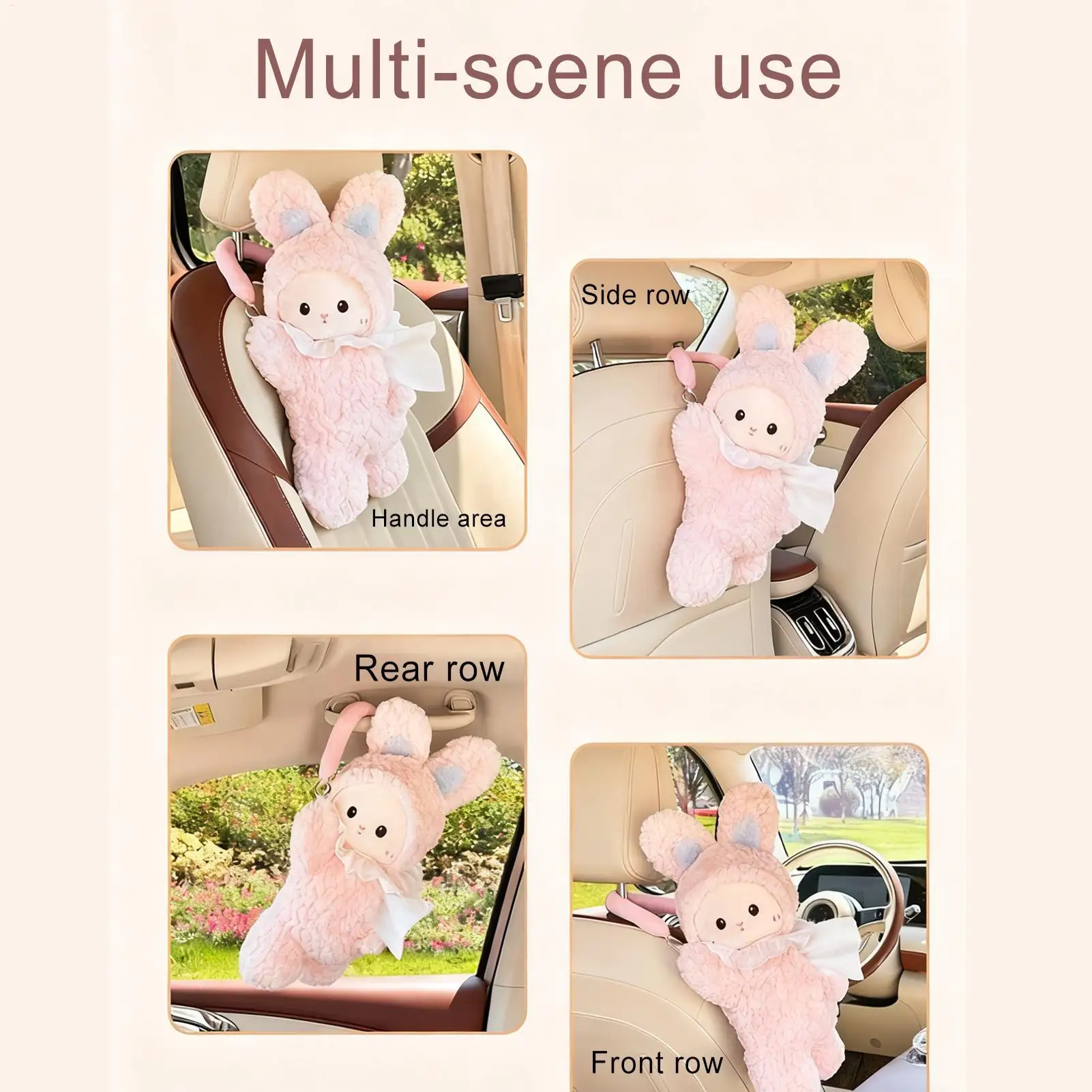 

Tissue Holder For Car Bunny Paper Towel Dispenser Cute Tissue Box Cover For Truck RV Headrest Visor Console Armrest Desktop Home