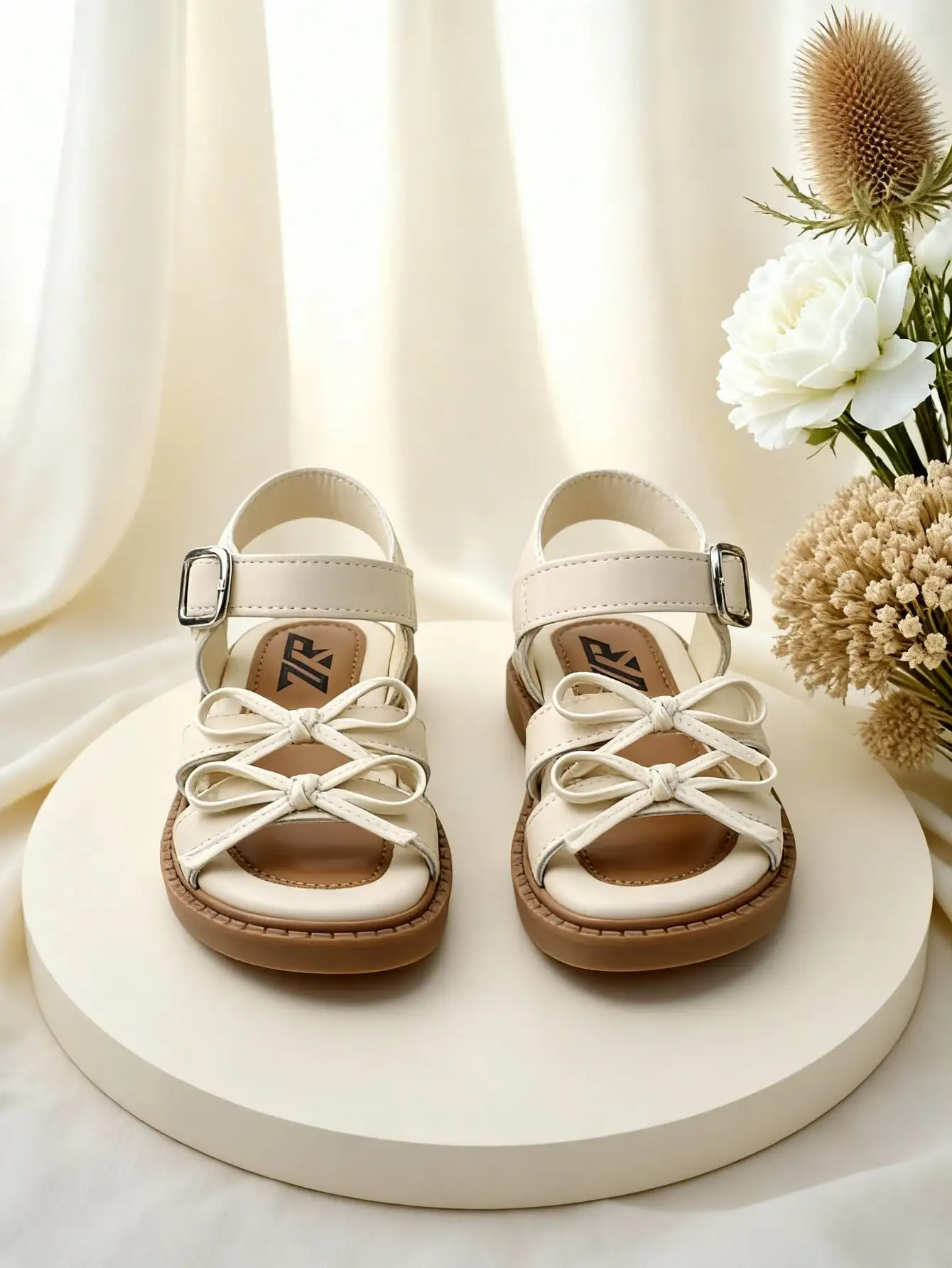 

EUR 23-34 Sizes Toddler Kids Girls White PU Leather Open-toe Sandals, Crisscross Bow Detail Adjustable Ankle Buckle Strap with Soft Padded Insole & Non-slip Rubber Sole, Casual Summer Shoes for Beach Vacation, Birthday Party, School & Family Outings