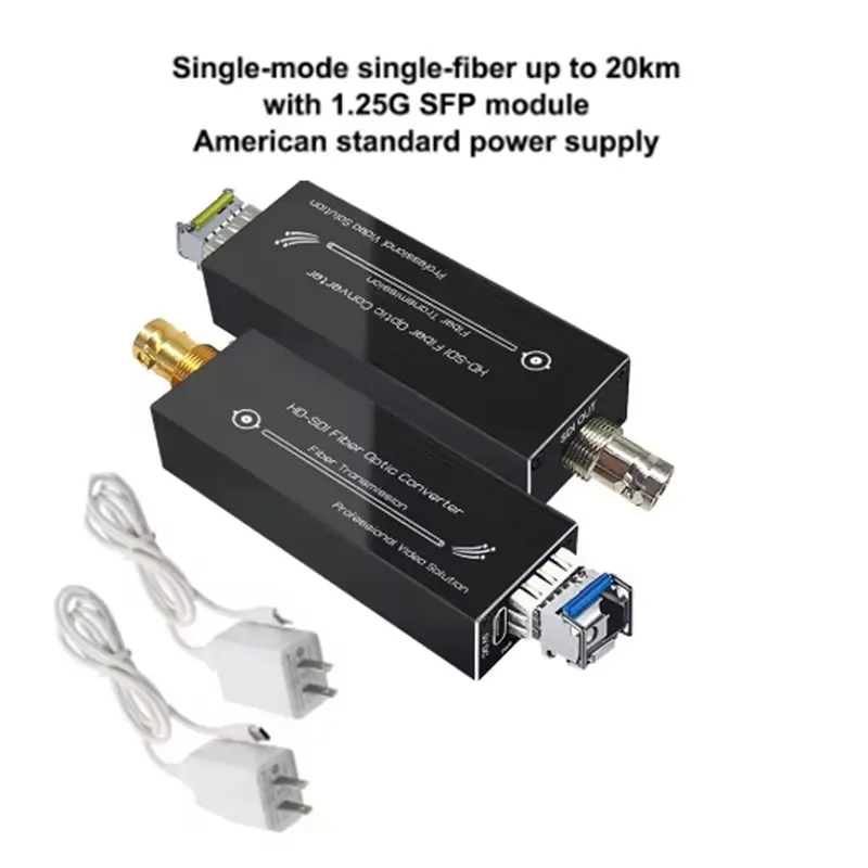 M09K 4X Compact SDI Fiber Extender 1080P&30HZ HD-SDI Over Fiber Converter Broadcast Level Single-Mode Single Fiber 20Km EU