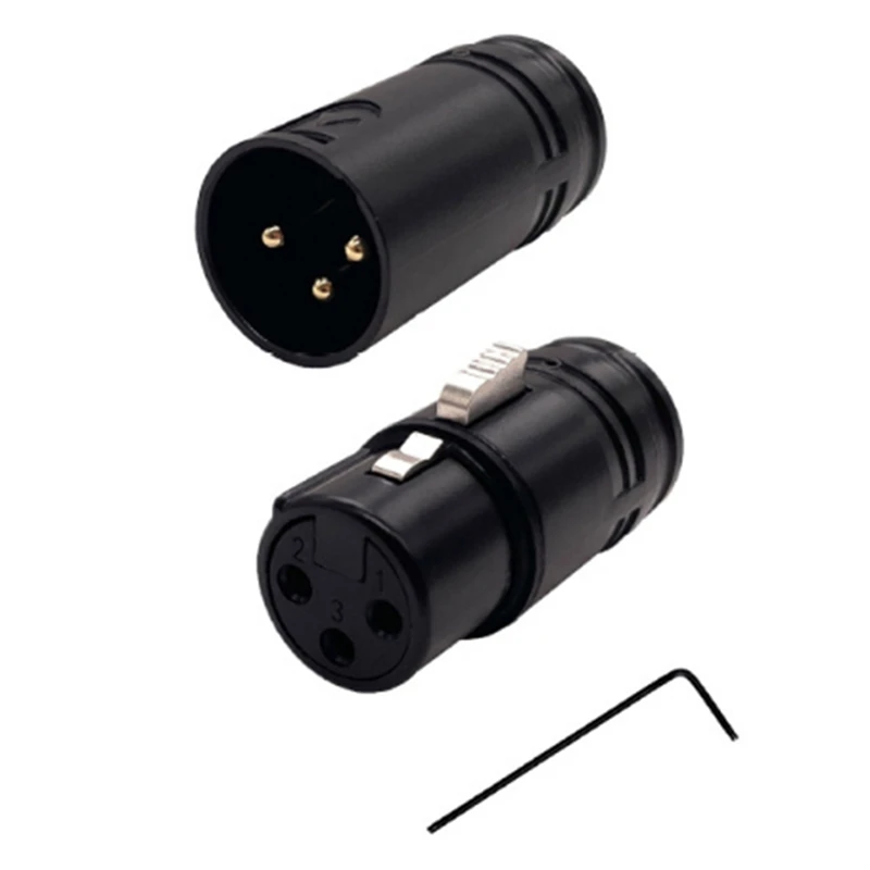 

ABNO-Black Shell Gold Pin Professional 3 Pin Right Angle XLR Male And Female Plug