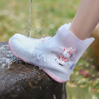 1 Set Kids Solid Rain Galoshes, Cartoon Unicorn Design, PVC Non-Slip Waterproof Zip Rain Shoe Covers