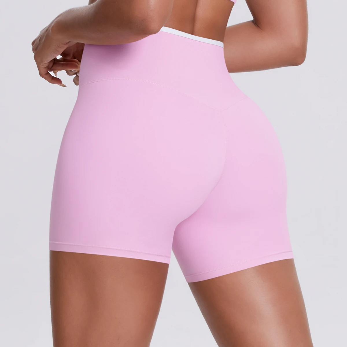 Yoga-Shorts, Damen-Fitness-Shorts, Shorts mit V-förmiger Taille, Lauf- und Fahrradshorts, atmungsaktive Sportleggings, Shorts mit hoher Taille für das Training und das Fitnessstudio. – Detail 38