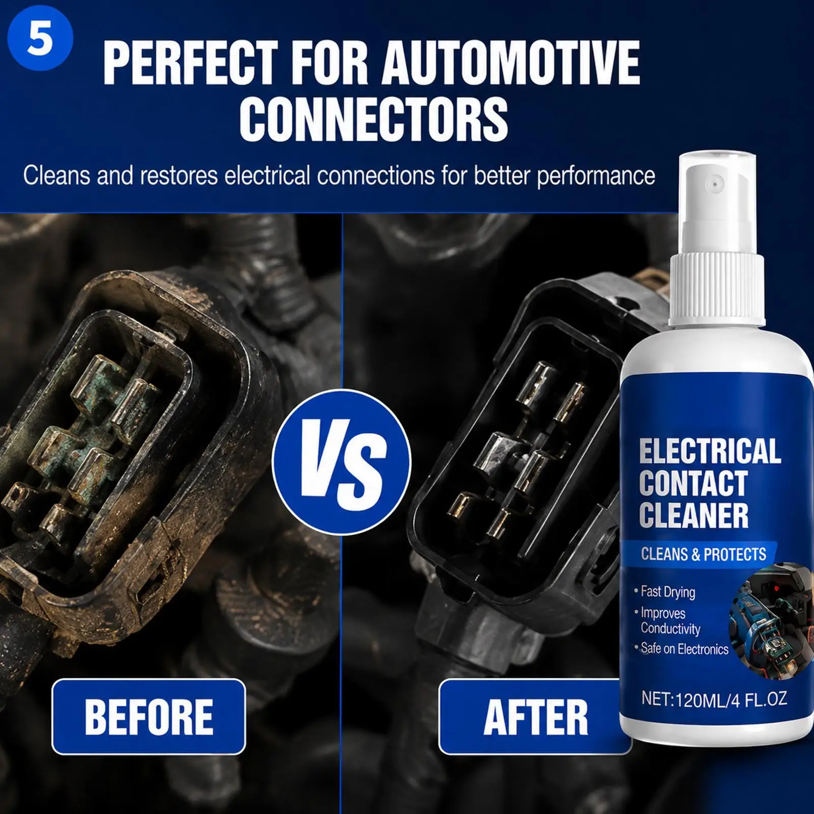 Electrical Contact Cleaner Spray, Quick Clean Safe Live Use For Cars, Dust Carbon Build-up Removal,No ResidueLong Protect,120ml - view 2