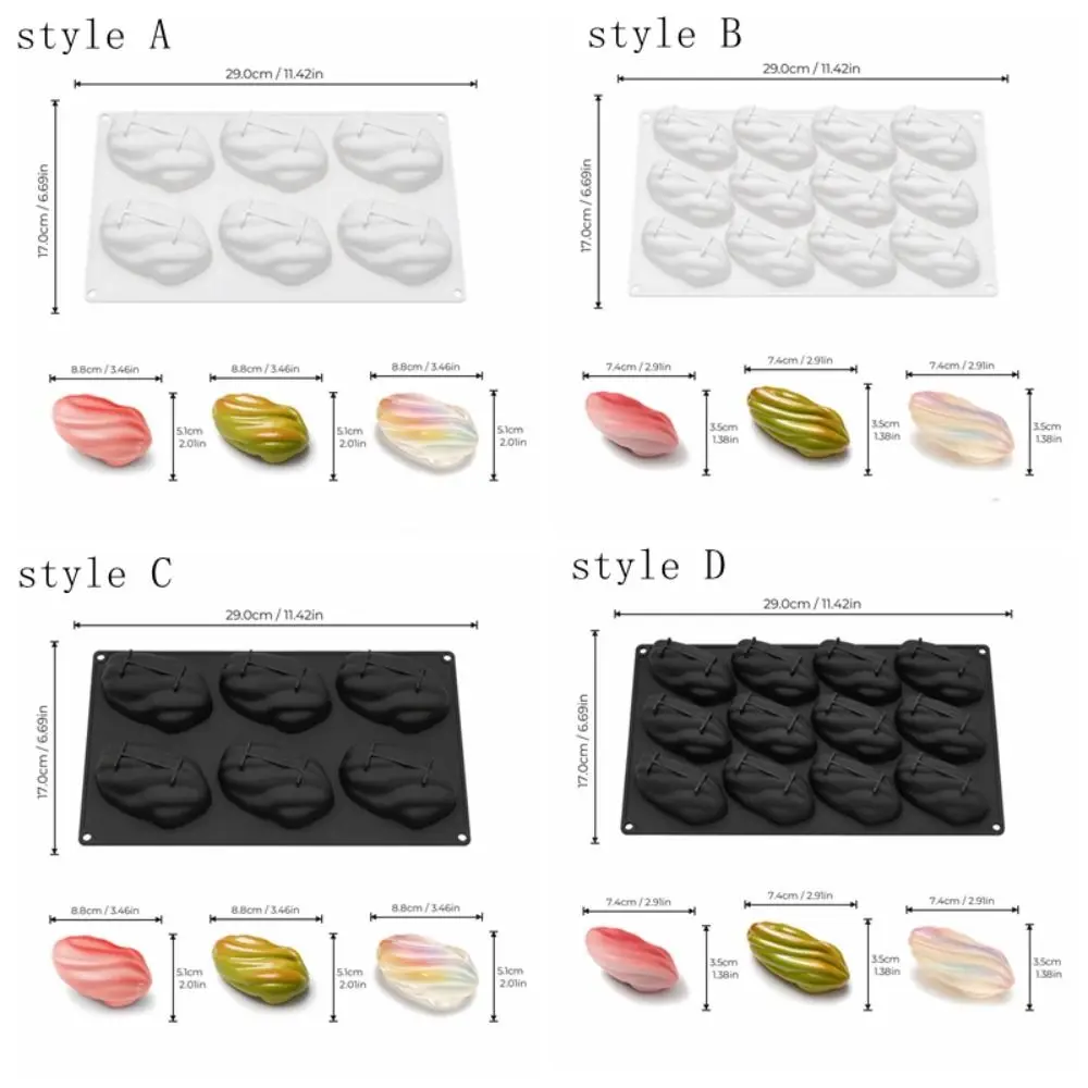 3D Mousse Cake Mold Flexible Pistachio-shaped French Dessert Mold Food Grade Non-Stick Baking Silicone Mold Candy Making