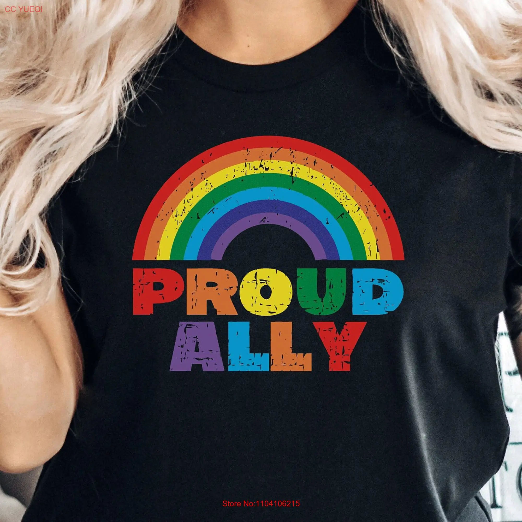 Pride Ally T Shirt Trans LGBT For LGBTQ Rainbow PCA605 long or short sleeves