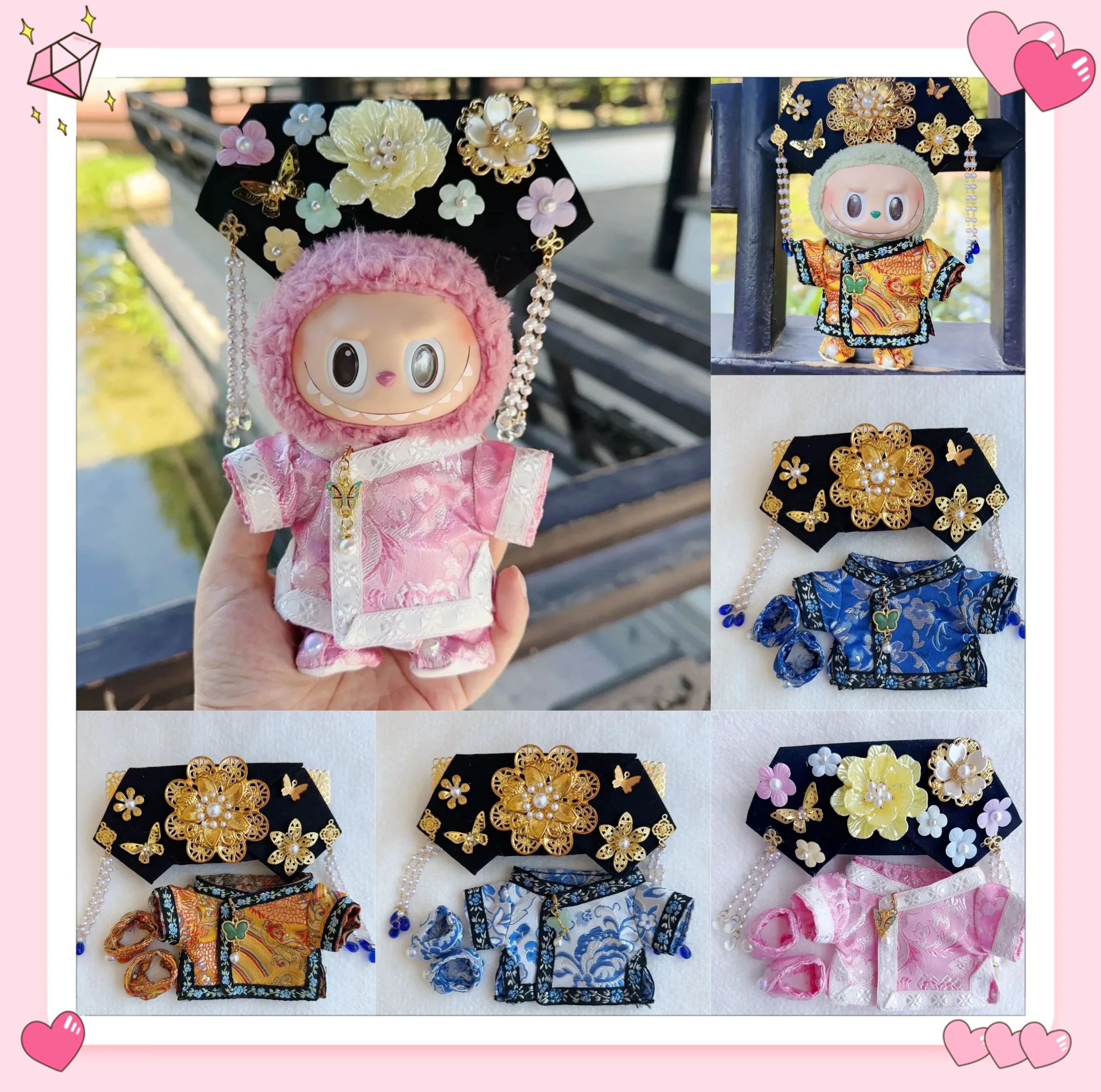 

Древний Cheongsam в китайском стиле с сетчатым флагом и головой в национальном стиле, кукольная одежда для кукольной одежды Лабу