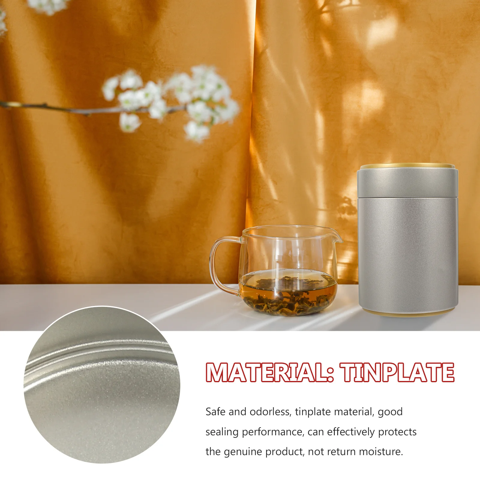 

Tea Jar Airtight Lid For Tea Leaves Coffee Beans Bpa-Free Storage Container Household Organizer Multipurpose Food Safe Tin