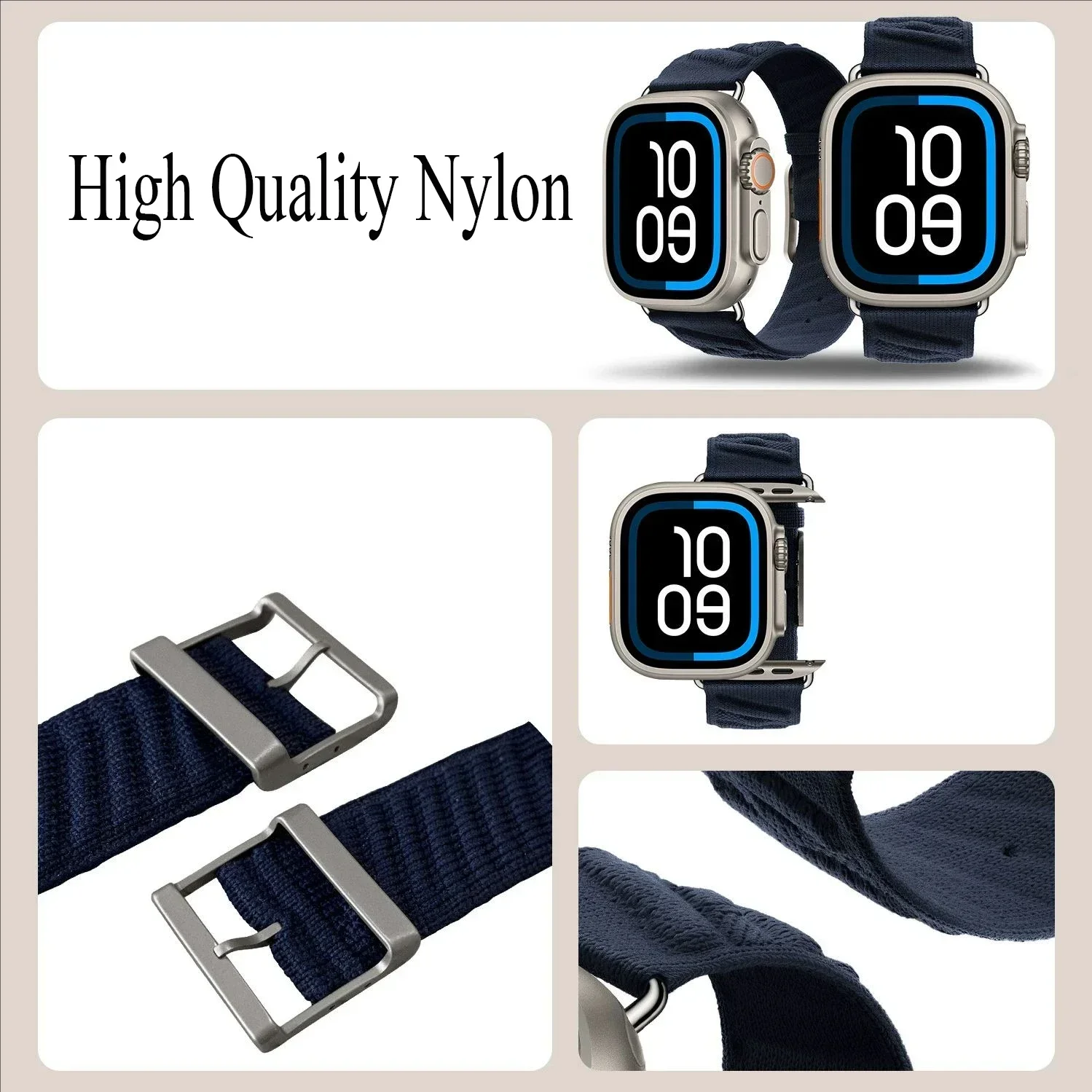 สายไนลอนถักแบบ Ocean สำหรับ Apple Watch Ultra 49 มม. 11 10 46/42 มม. 9 8 7 6 SE/3 สายรัดข้อมือที่สวมใส่สบาย iWatch 45/41/44/40 มม.