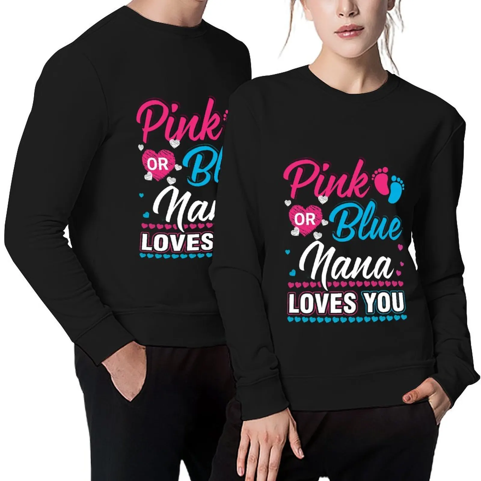 

Pink Or Blue Nana Loves You Shirt Gender Reveal Baby Pullover male clothes mens clothing sports sweatshirt man