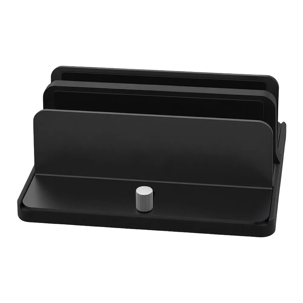 Vertical Laptops Stand With Adjustable Metal Dual Slot Multifunctional Storage Holder Desktop Bracket For Laptops & Tablets 4