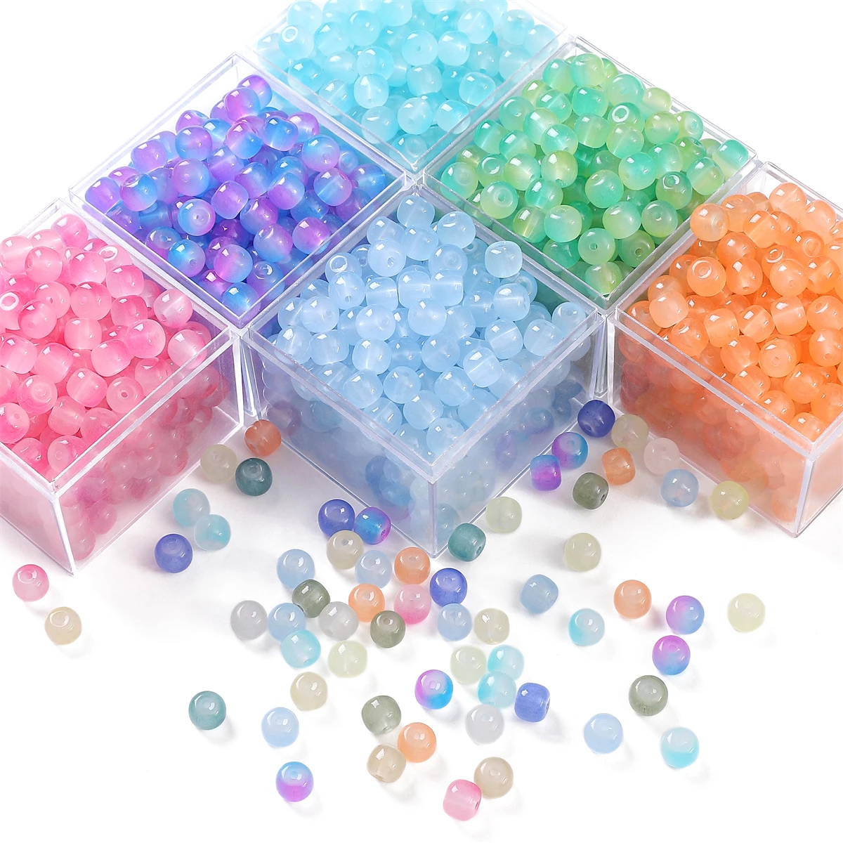 About 30pcs glass imitation jade beads, apple beads, round beads, DIY handmade beaded necklaces, jewelry accessories, loose bead