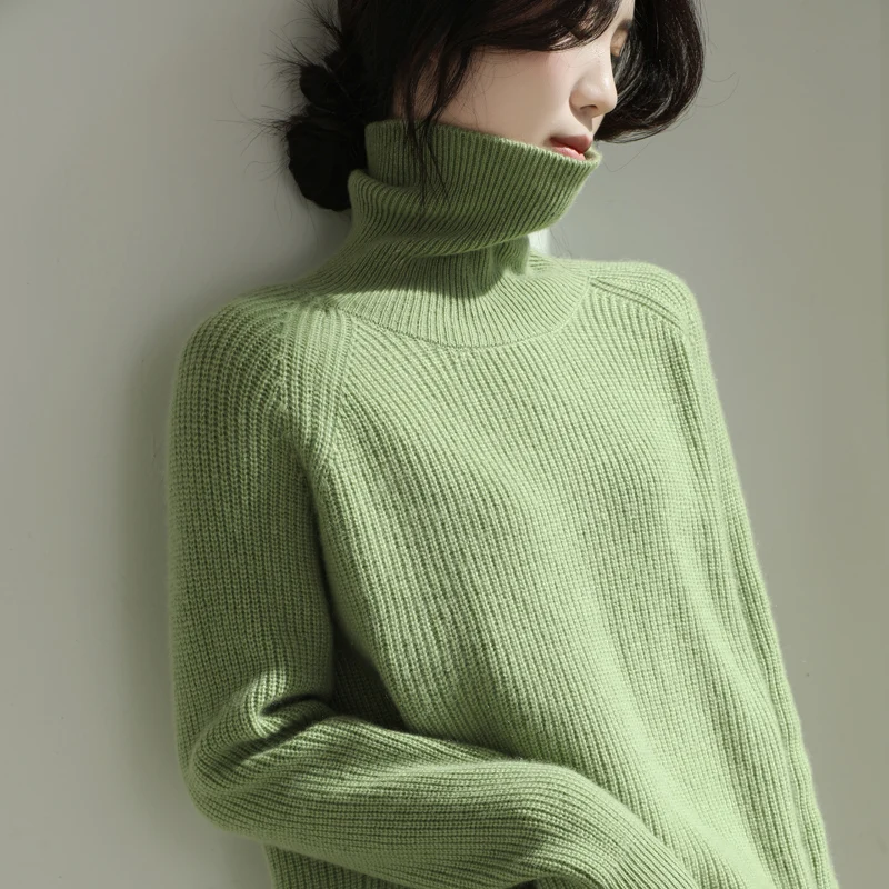 100% Goat Cashmere Sweater Women\'s High neck Pullover Fashion High Elastic Knitting Sweater Autumn Winter Knitting Base Coat