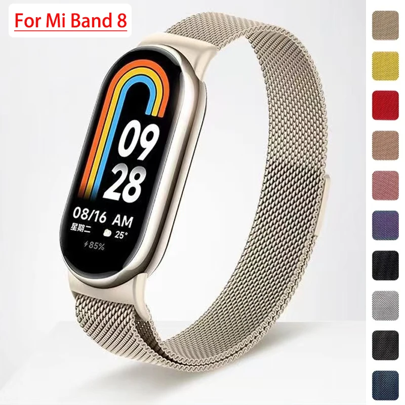 Strap For xiaomi Mi Band 8 global version accessorie Milanese Loop Replacement belt bracelet pulseira correa mi band 9 NFC strap