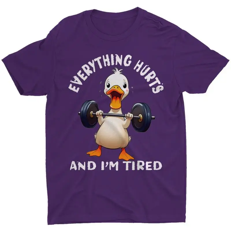 

Футболка «Все болит и я устал» с уткой, штангой, забавный тренажерный зал, тяжелая атлетика