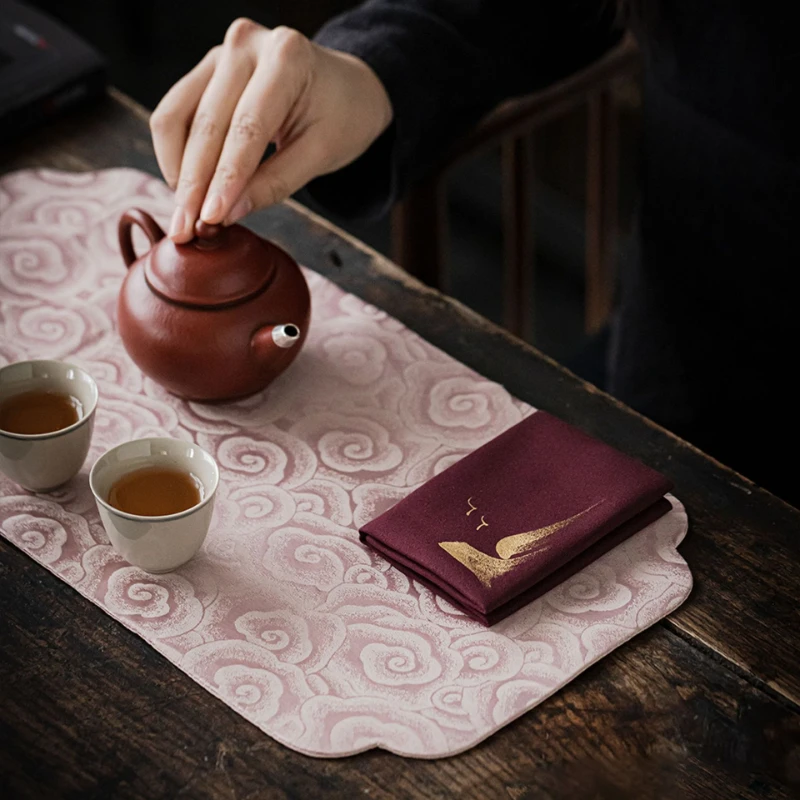 Hand Painted Tea Towel Super Absorbent Double Sided Fleece Microfiber Mat Use Home Tea Room Cloth Wipe Pad Table Dish Tool