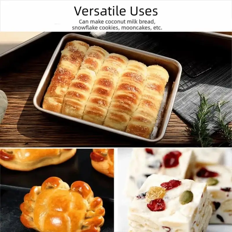 Nonstick Gold Rectangular Bakeware Pan Multipurpose Baking Tray for Cake Bread Roast Home Kitchen Supplies