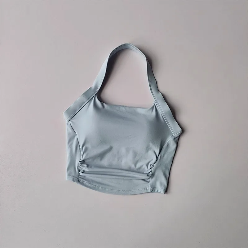 Damen-Sport-BH mit Nackenband, stoßdämpfend, rückenfrei, für Fitness, Yoga, Lauftraining, Pilates, Sporttop – Detail 10