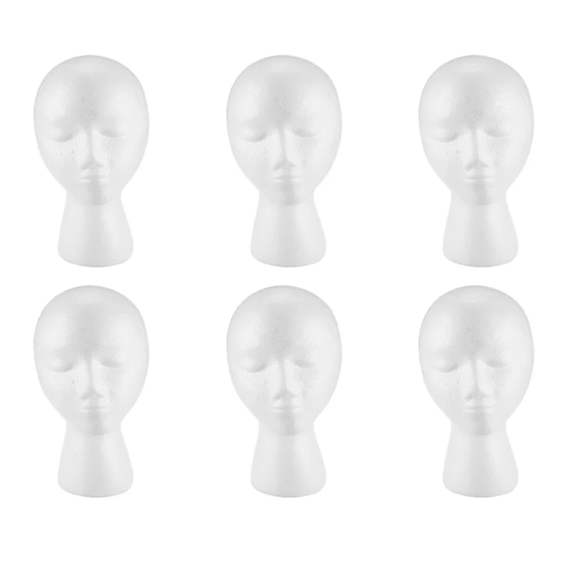 

【TODAY-BUY】6X пенопластовый манекен, голова парика, дисплей, шляпа, кепка, держатель для парика, белая пенопластовая головка