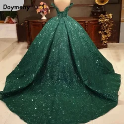 Doymeny Glitter Velvet Sequined Quinceanera Dress Off Shoulder Sweet 16 Year Princess Dress For 15 Years Vestidos