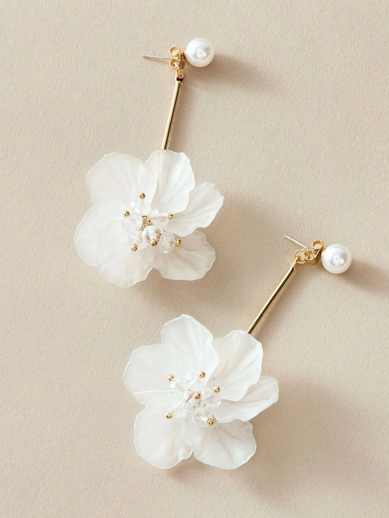 

Faux Pearl Floral Drop Earrings For Women