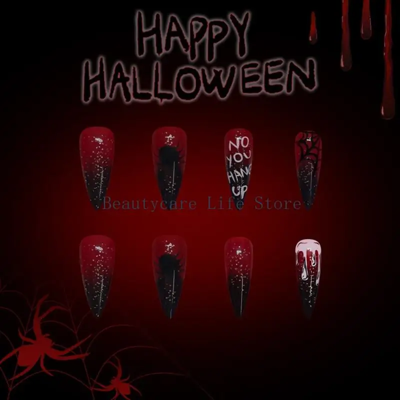 652c amandel valse nagellijsten op nagelstick op nagel Halloween -druk op nagel vrouwen