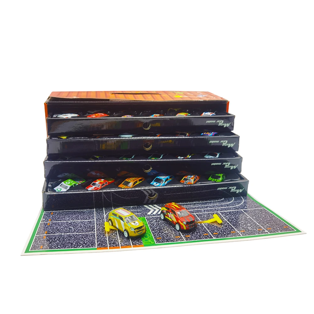 48개 미니 합금 자동차 풀백 차량 모델 관성 레이싱카 컨테이너 보관함 주차장 어린이 장난감 크리스마스 선물