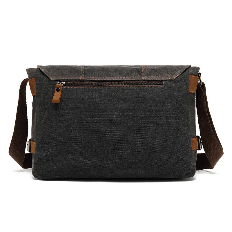 Scione Men‘s Vintage Canvas Messenger Bag Man Shoulder Side Leather Satchel Bag Husband Briefcase Laptop Travel Cycling BagsK094