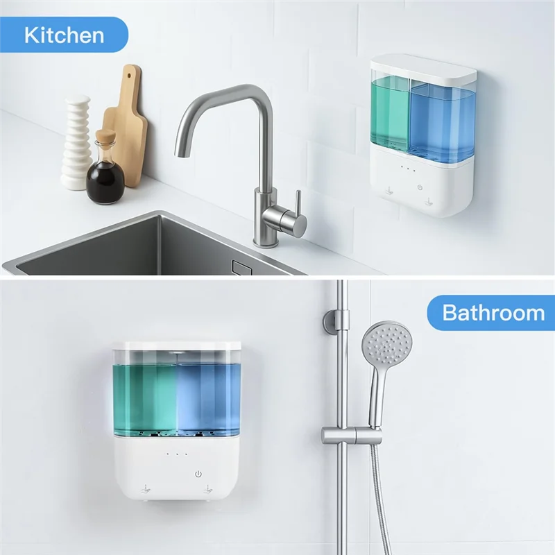 B47B-For Home Hotel Commerciële Automatische Zeepdispenser, Touchless Afwasmiddelpomp 2 X 500 ml Dubbele Sensor Voor Vloeibare Zeep