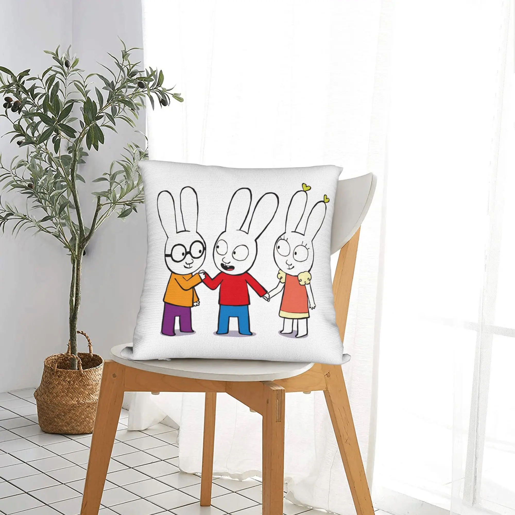 Simons Super Rabbit and Friends Pillowcase Polyester Cushion Cover Decor  Throw Pillow Case Cover Home Square 40*40cm