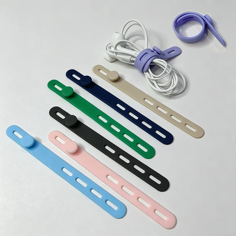10Pcs Cable Organizer Reusable Silicone Cable Ties Desk Winder Wire Management Clips for Earphone USB Cord Mouse Home Office