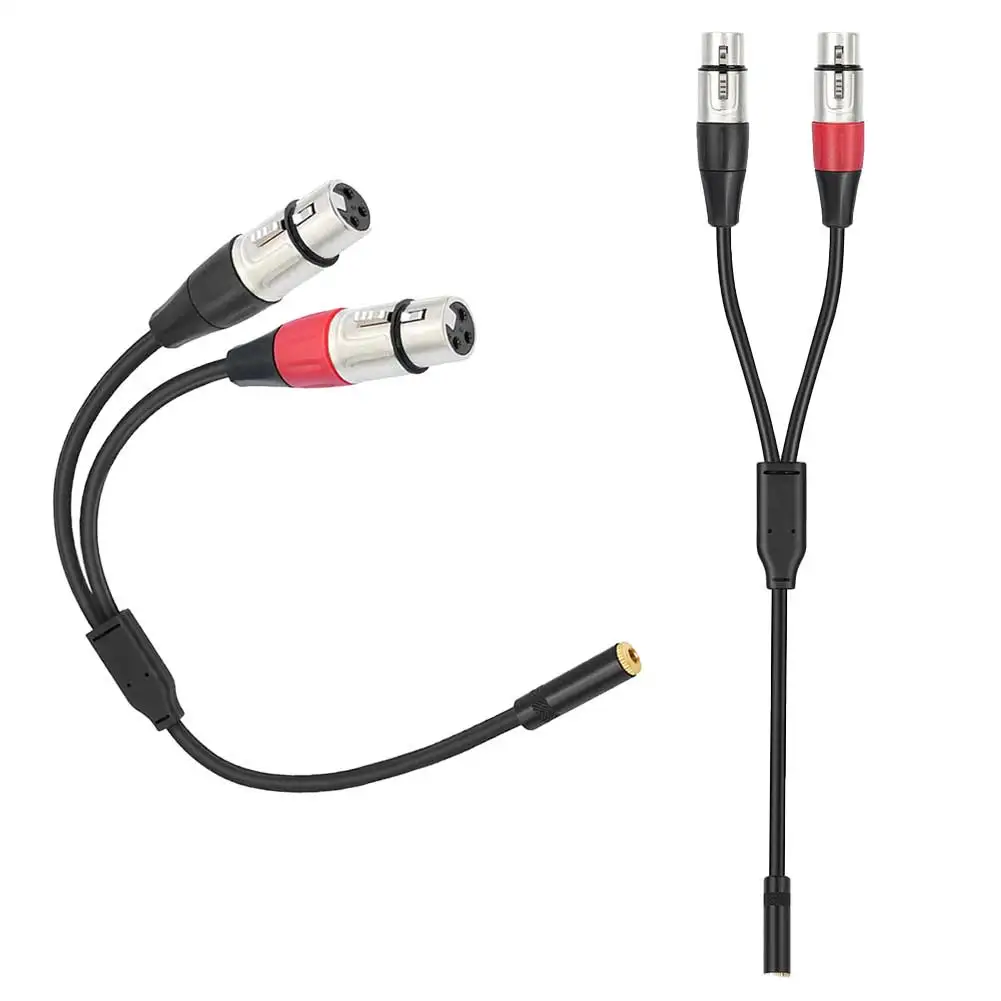 3.5mm Dual XLR To 1/8 Female Adapter Stereo TRS To Dual XLR Female Transforming Cord for Phone Tablet Laptop