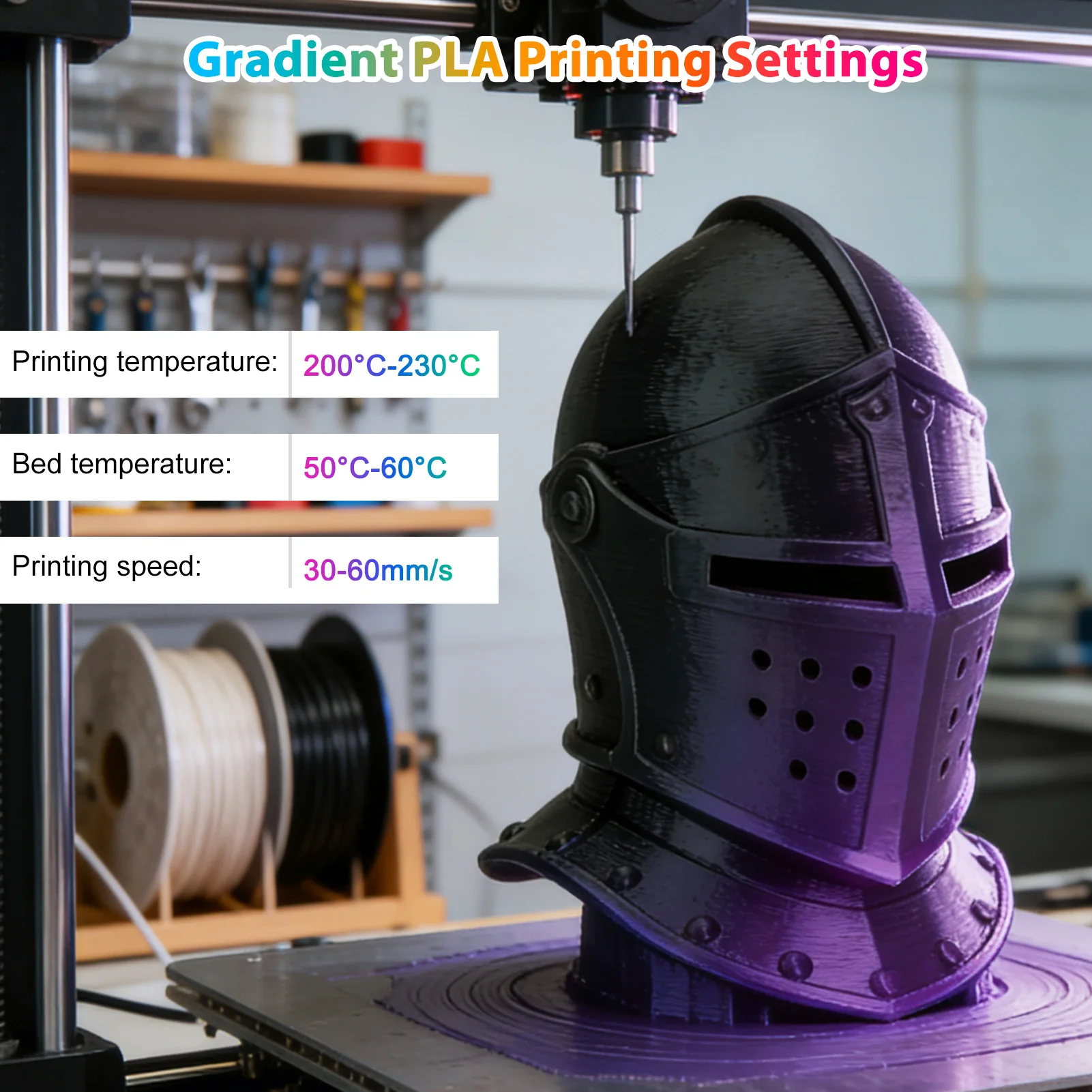 Seiden-PLA Zweifarbiges Filament 1,75mm 3D-Drucker Filament, Coextrusion Schwarz-Lila Metallisch Glänzendes PLA Filament, 250g (0,55lbs) – Detail 3