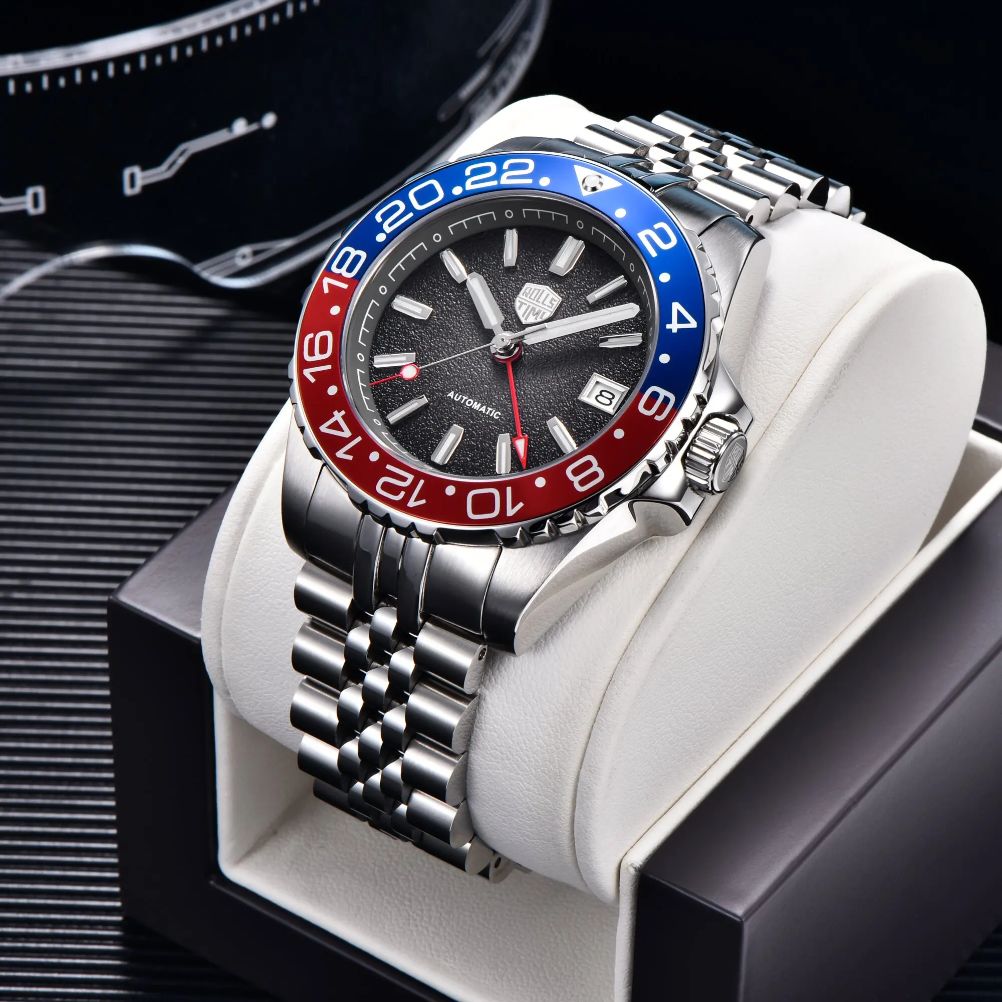 

ROSSITIMI Luxurious Exquisite Men's Mechanical Watch Sharp&Dashing NH34 Stainless Steel Sapphire Glass Calendar Waterproof Watch