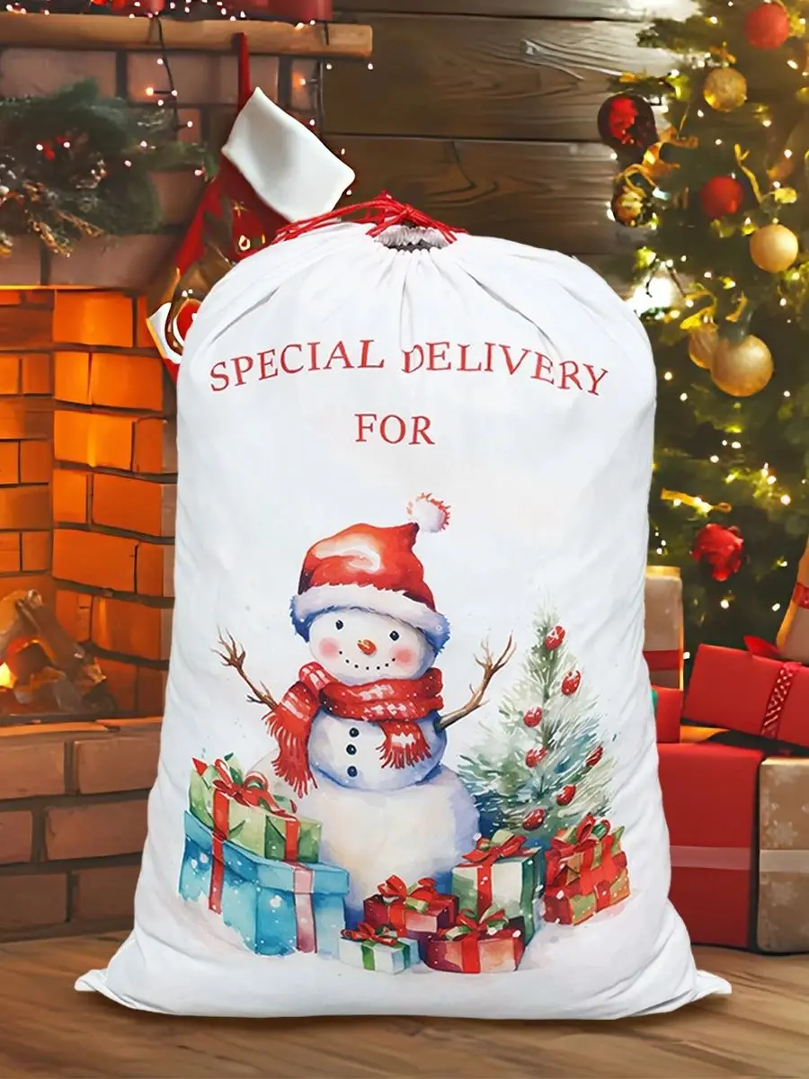 2024 Świąteczne torby lniane ze sznurkiem Świąteczna dekoracja do domu Wisiorek Xmas Duże torby na prezenty Navidad Natal Nowy Rok Prezent 2025 — zdjęcie 2