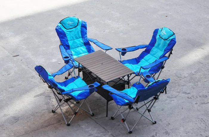 

Outdoor high backrest folding tables and chairs Outdoor leisure folding tables and chairs, beach tables and chairs, self-driving