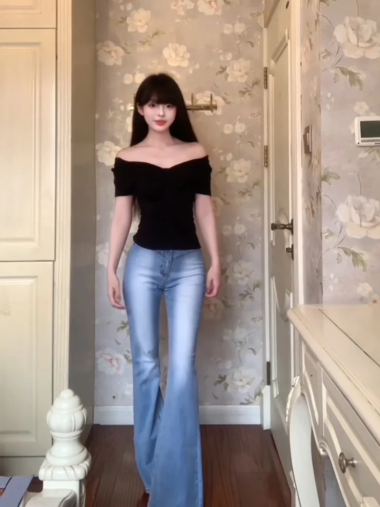 Pure Desire Sexy Bla-oulder ort-Slee T-shirt vrouwen Slim Fit Zomer Nieuwe Sle oulder Blootstelling Top