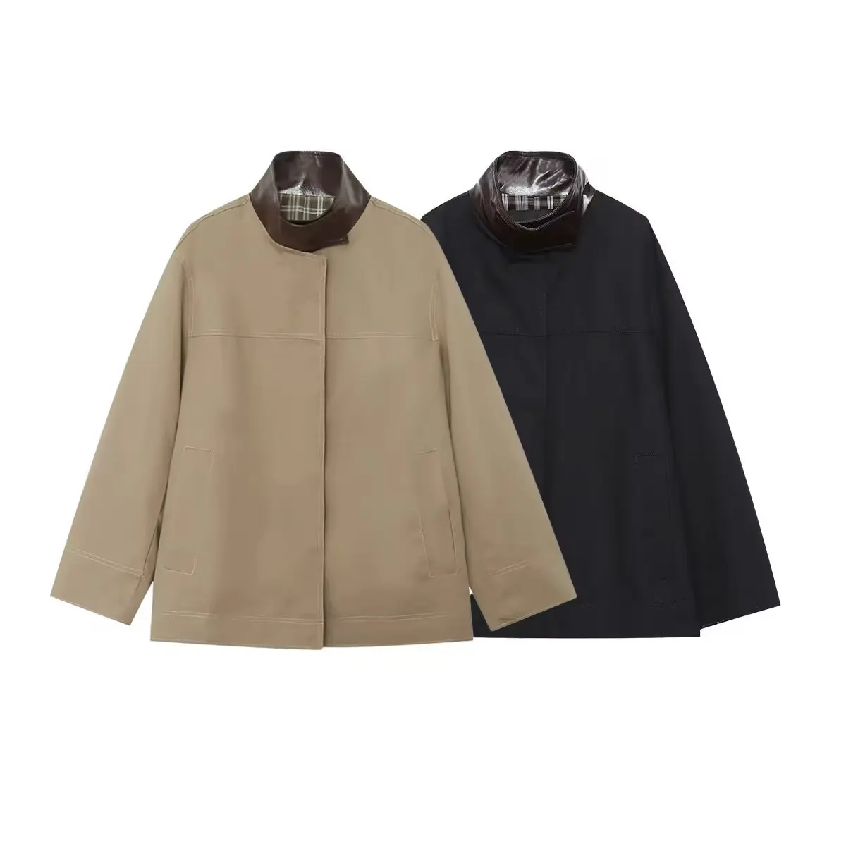 

Autumn and winter 2025 European and American fashion popular fashion casual and versatile new contrast color jackets