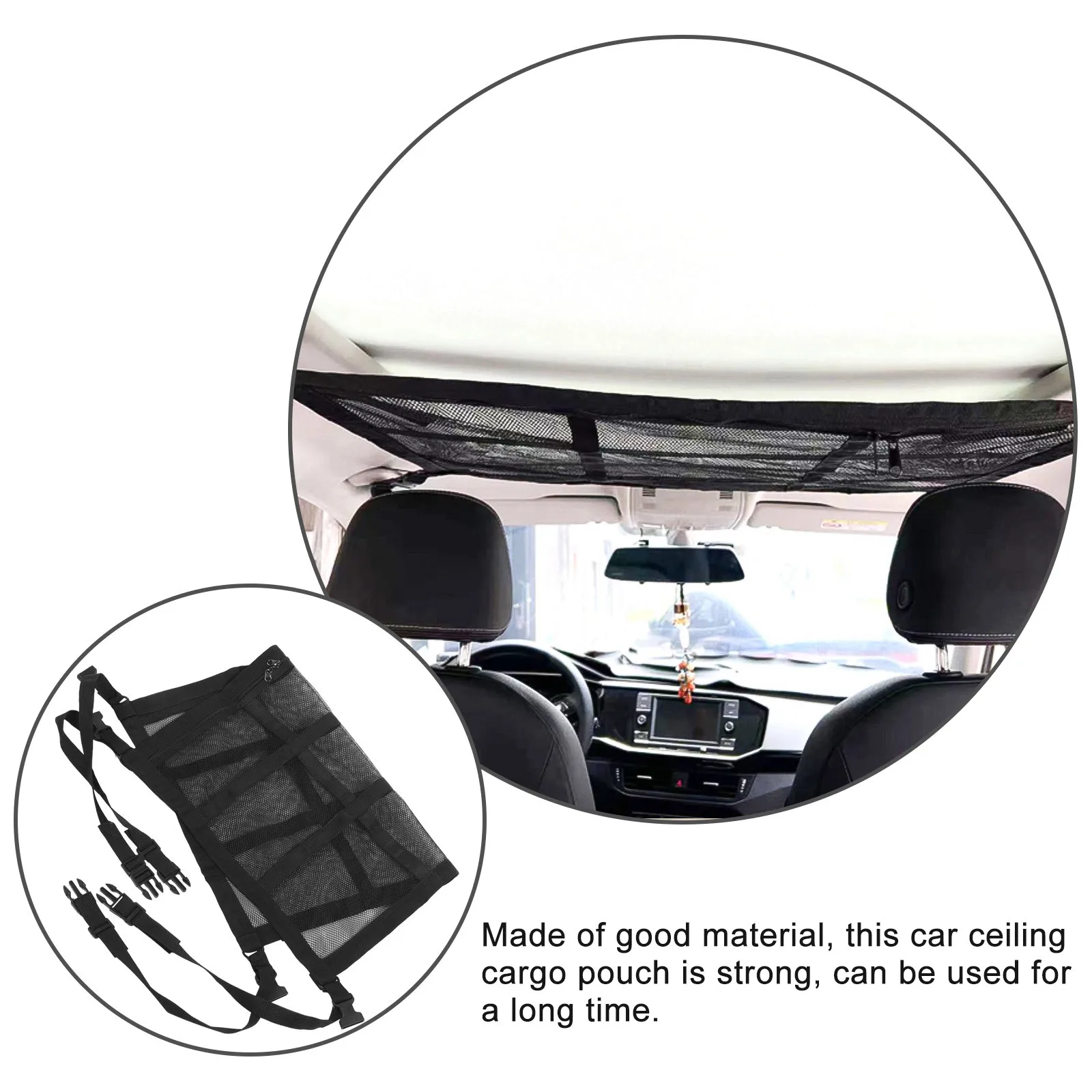 

Car Ceiling Cargo Net Heavy Duty Large Capacity Mesh Storage Roof Organizer Hanging Pouch for Suv Travel