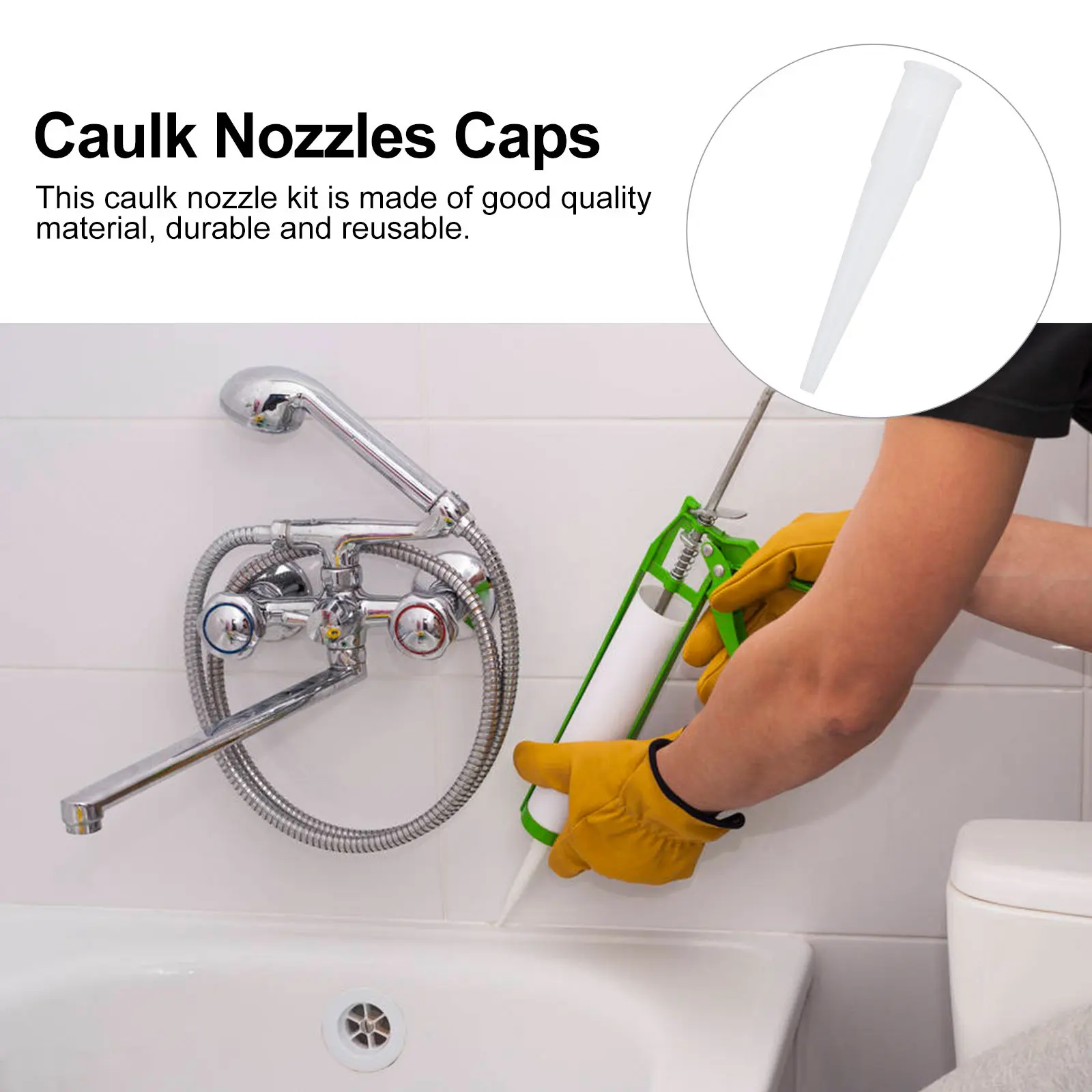 40Pcs Glass Glue Nozzle High Hardness Flexible Reusable Caulking Tips for Silicone Sealant Leak Prevention Wall Tile Floor view 5