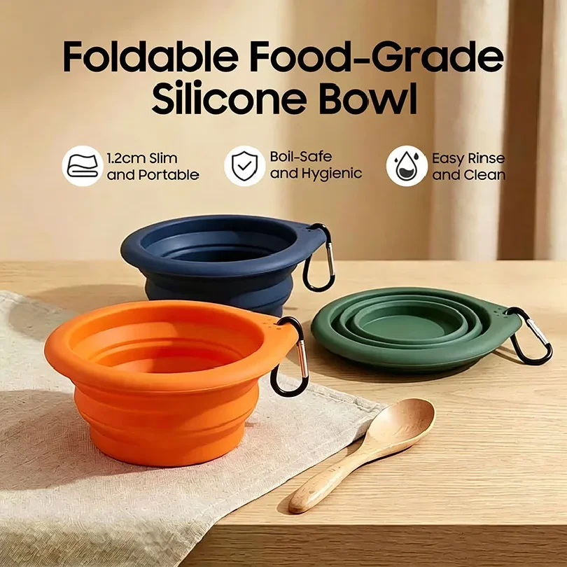 Slow Feeder Dog Bowl - Zusammenklappbare Hundenapf aus Silikon, tragbare, faltbare