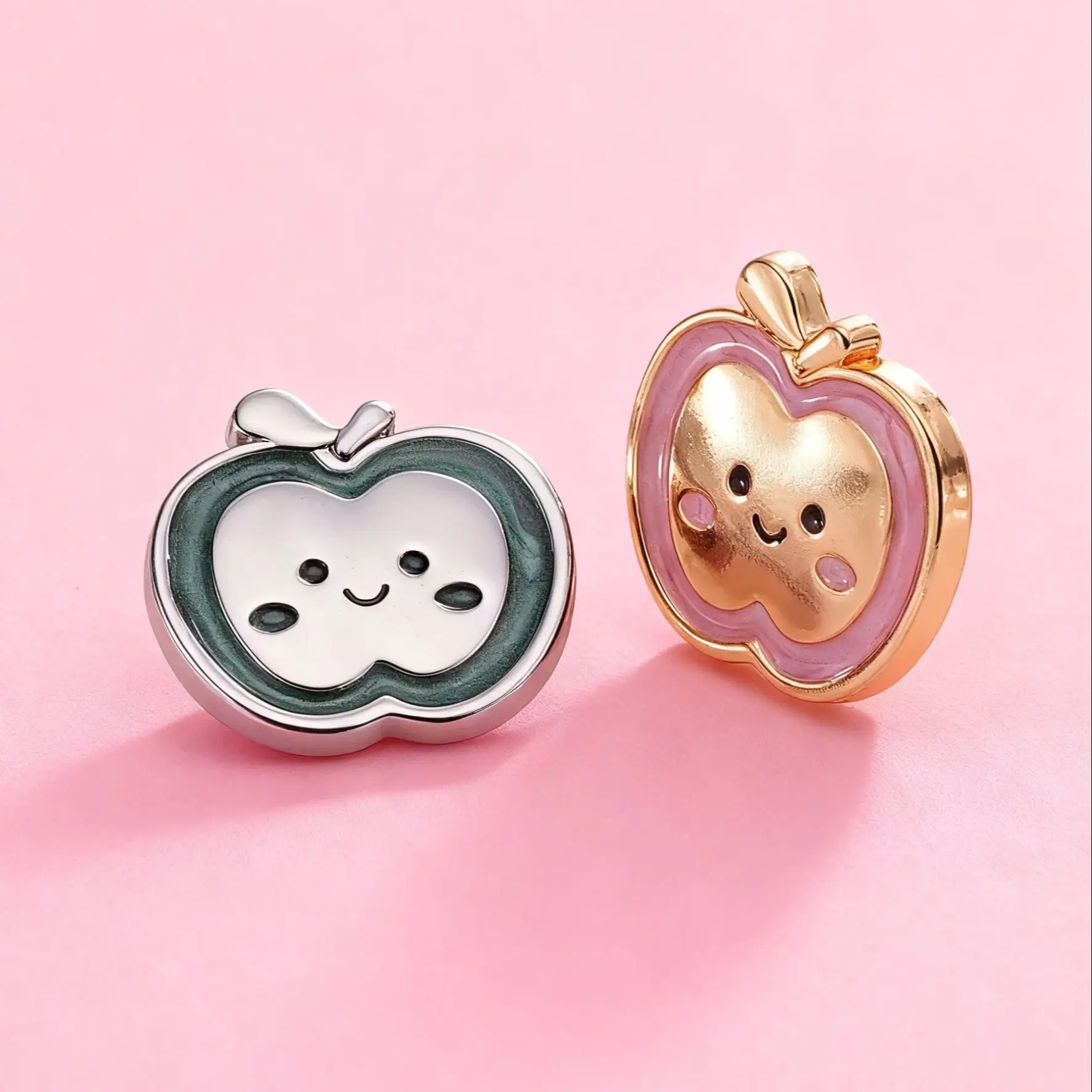 

6 шт./мультяшные металлические декоративные пуговицы в форме яблока, милый стиль, универсальные аксессуары для одежды