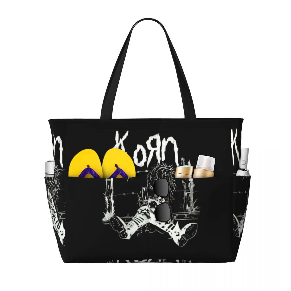 

Korn Rock Music Beach Tote Bag Sport Gym Yoga Duffle Large Tote Bag Women Travel Bag Fitness bag