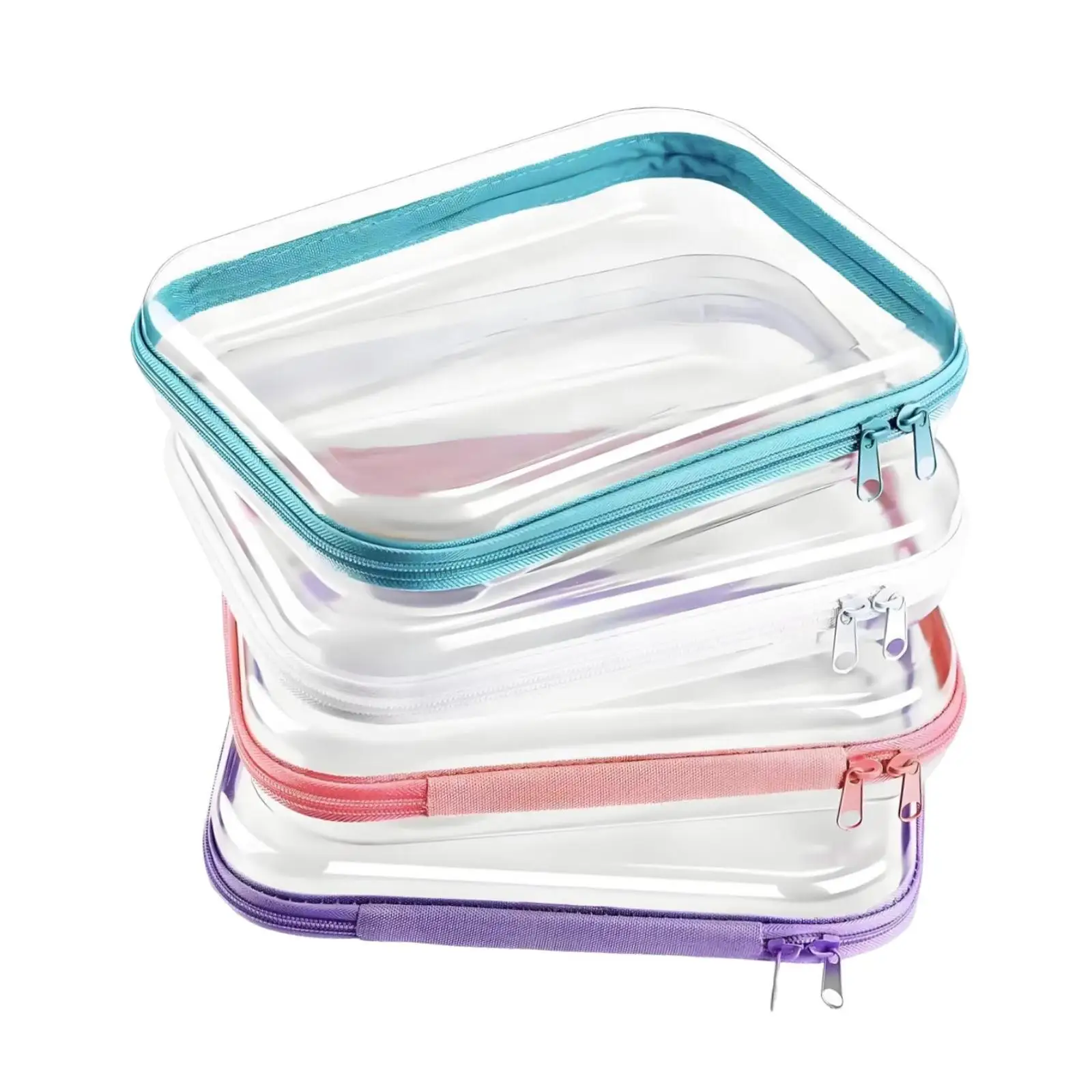4 Pieces Clear Makeup Bags Toiletry Bags with Zipper Portable with Transparent