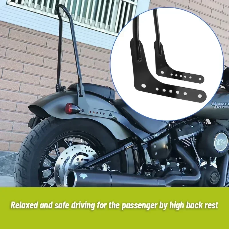 Black Rear Passenger Backrest Motorcycle Sissy Bar Pad For Harley 2018-2023 Softail Low Rider Fat Boy Street Bob Breakout FXBB