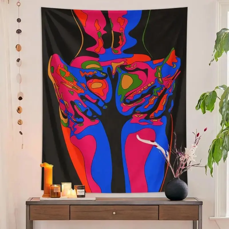 VIKAMA Abstract Body Color Blocks Gothic Grunge Art Tapestry Wall Hanging for Bedroom Living Room Dorm Room Aesthetic Decor
