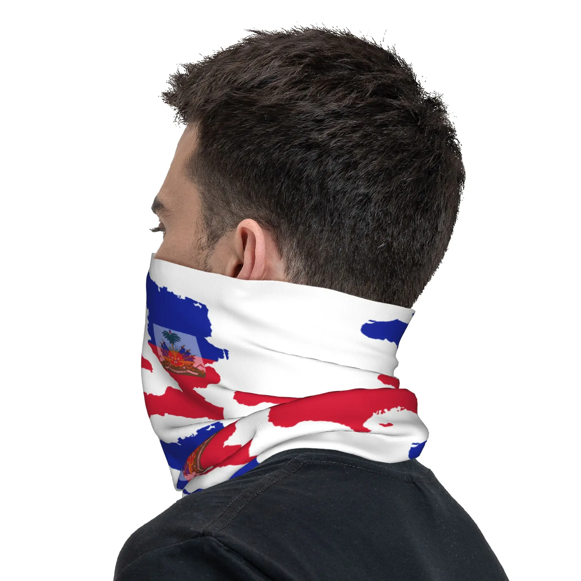 Haiti Flag Balaclava Outdoor Sports  Cycling Mask Anti-UV Soft Motorcycle Face Cover Mask Spring Cool Neck Gaiter view 4
